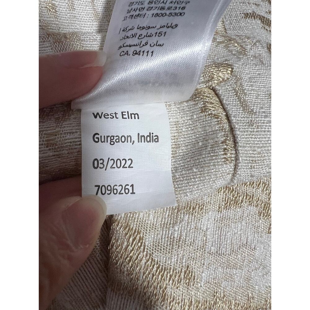 West Elm Metallic Jacquard Table Runner Ivory Gold Linen Blend Modern Glam 14x90 - Picture 8 of 8